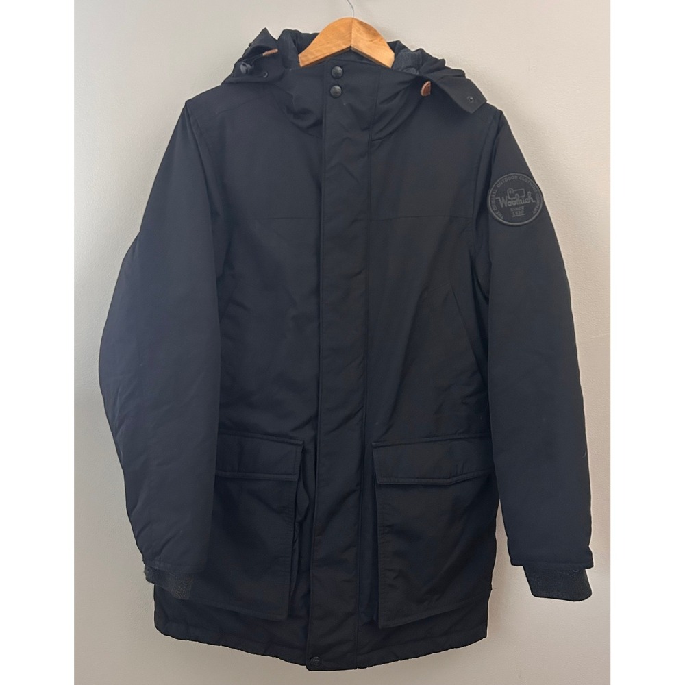 Woolrich Patrol Parka Jacket Mens S Black 650 Down Fill Waterproof White Tag VTG